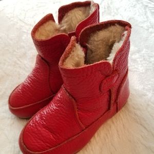 SOLD Stunning Red Leather Boots